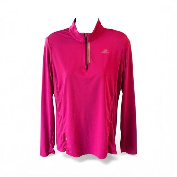 Decathlon Women's Pink Quarter-Zip Pullover M Long Sleeve Running Top - Picture 2 of 5